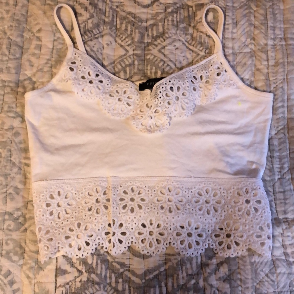 White Laced Crop Top